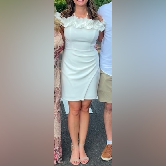 White Mini Ruffle Dress - Picture 1 of 6